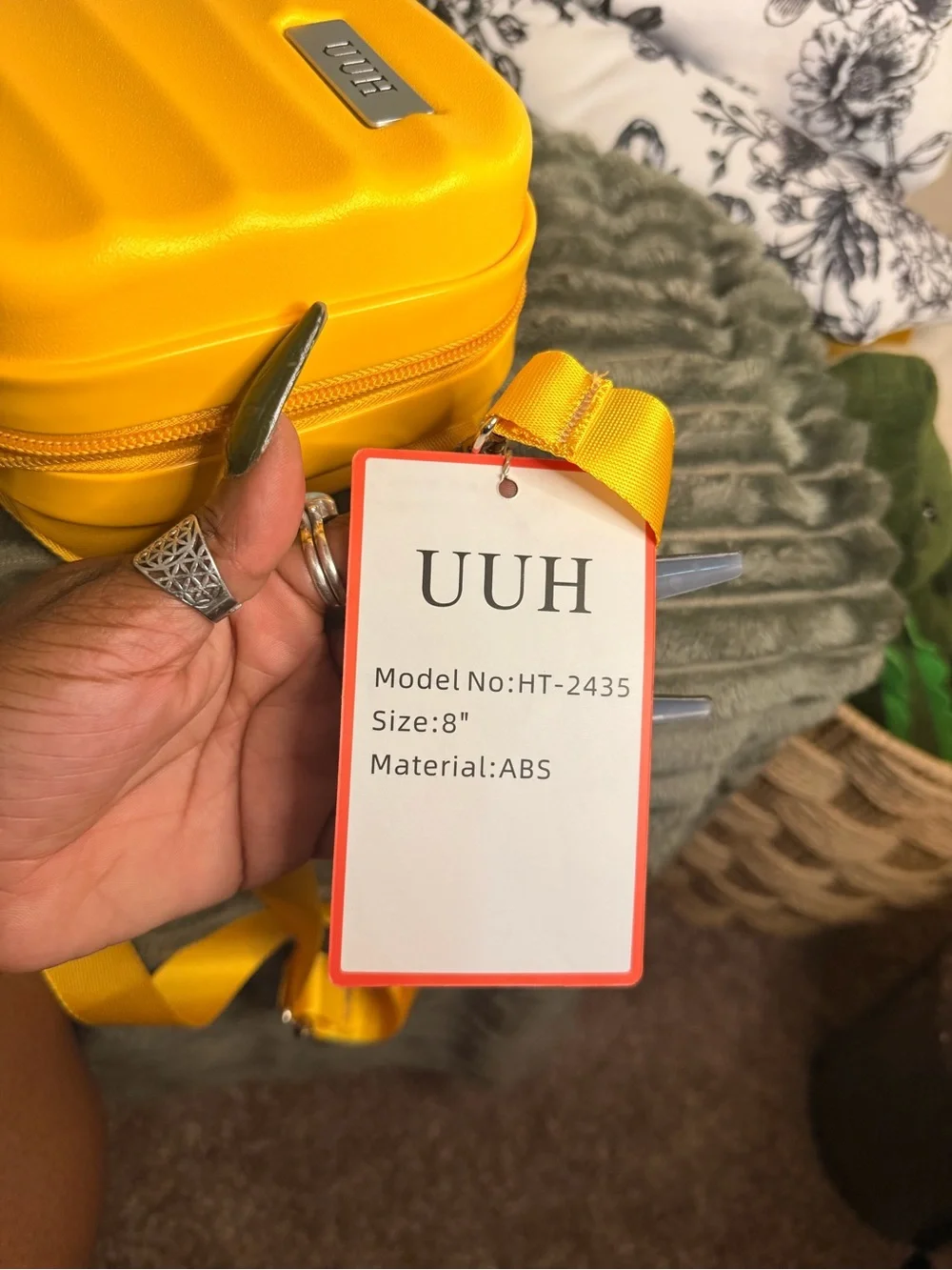 UUH Yellow Hard Shell Crossbody Box Bag Travel Purse 8”